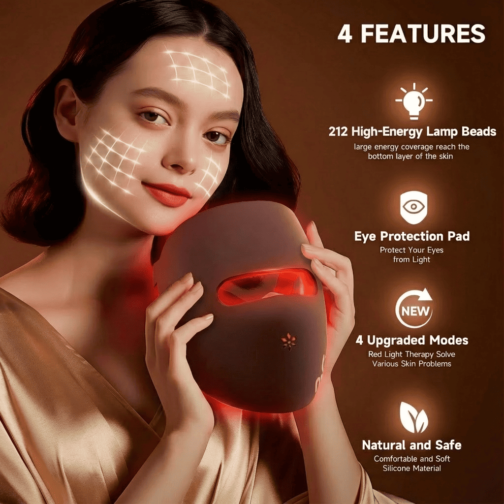 Clinic-level LED light therapy mask for fine lines and skin tightening